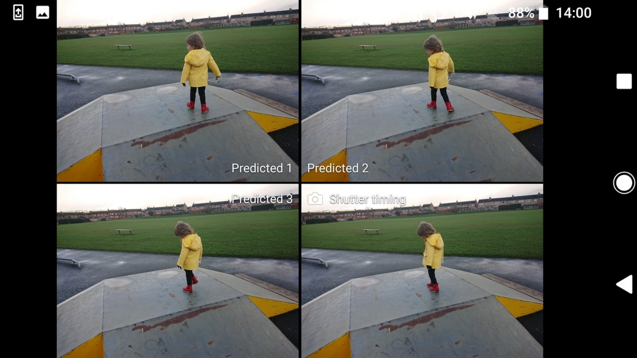 Predictive capture in action - 4 predictive shots of Littlest playing - Sony Xperia XZ1 Review