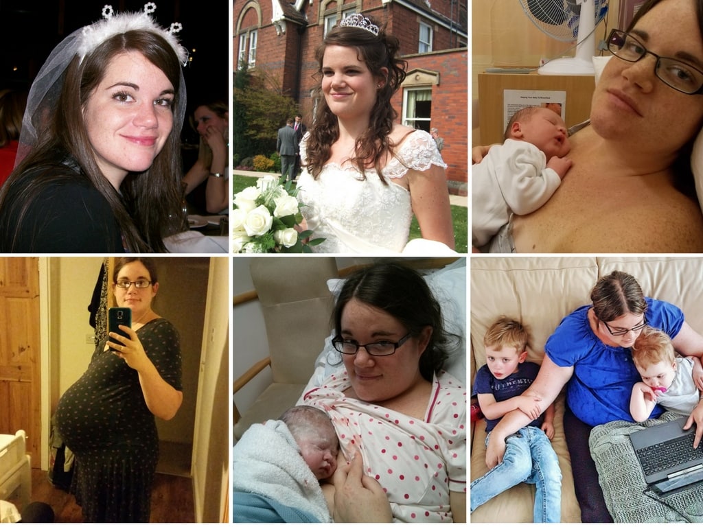 Some pictures of me over the last decade - my wedding day and having my children.