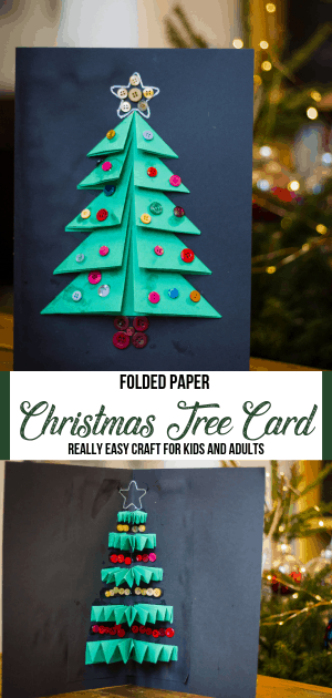 Christmas Tree Card Craft for Kids Using Folded Paper - Someone's Mum