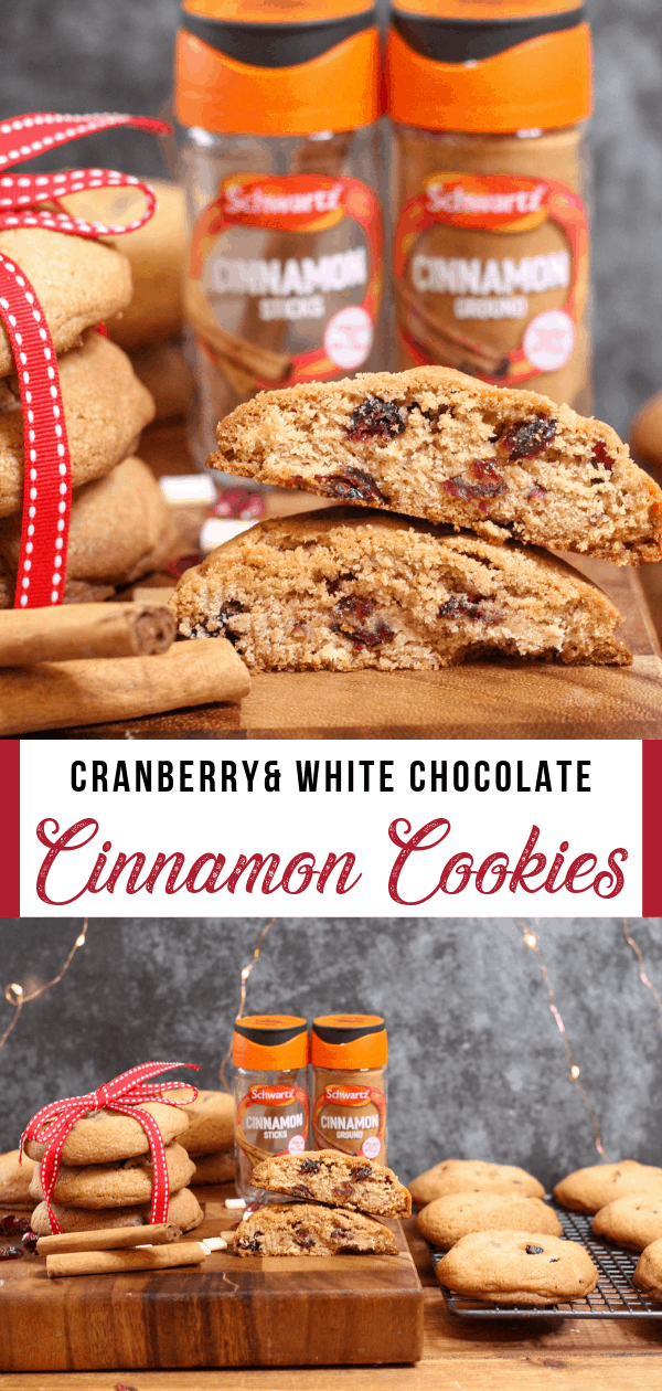 Cranberry and White Chocolate Cookies with Cinnamon