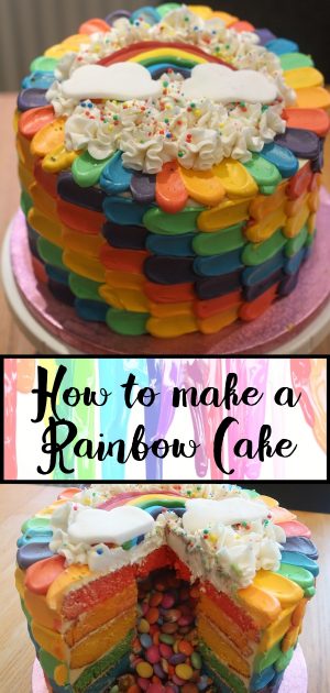 Rainbow Cake with Petal Icing and Smartie Surprise. - Someone's Mum