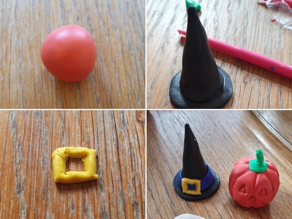 Making a pumpkin and witches hat from Polymer clay